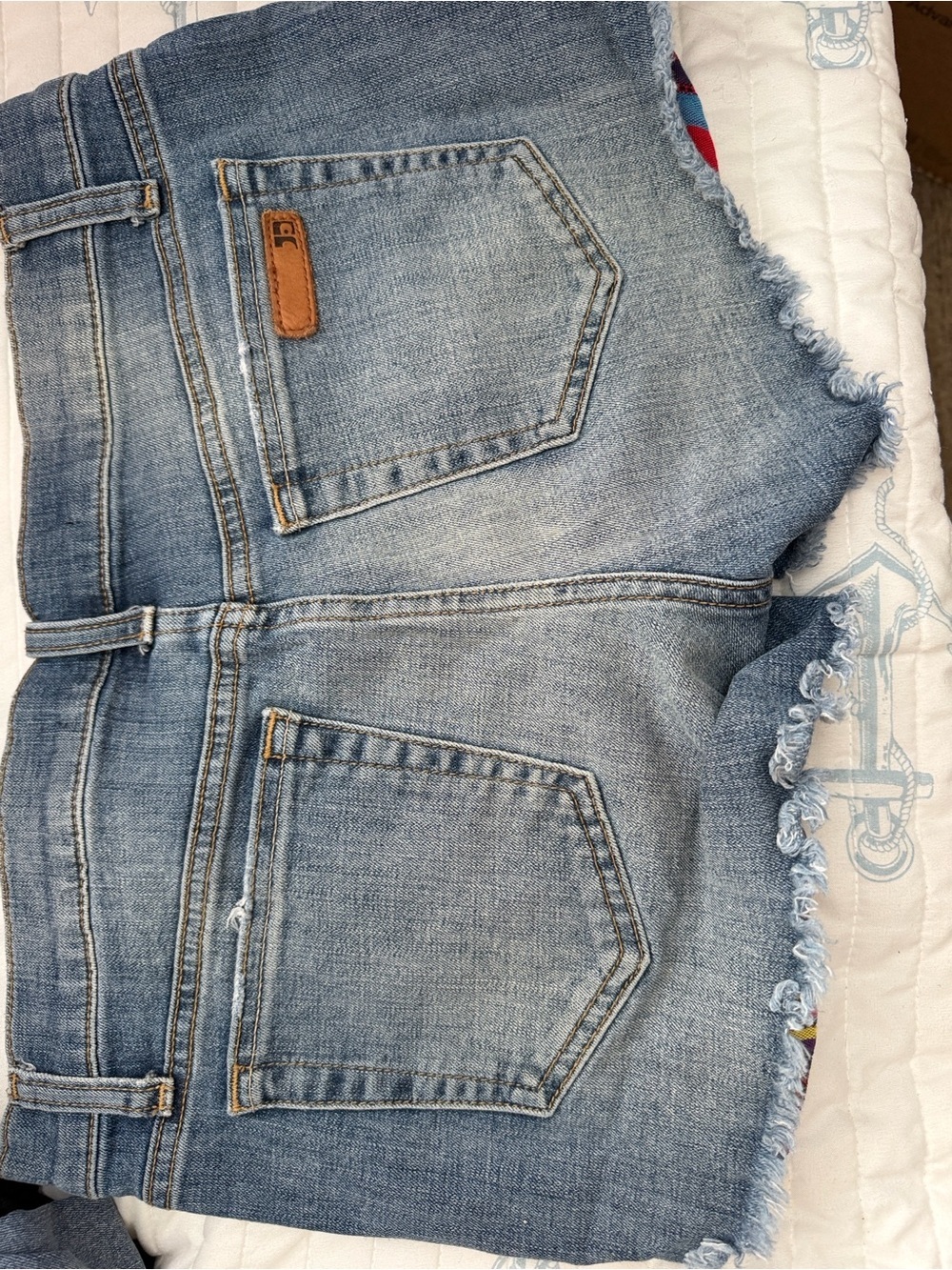 Joe's Jeans Light Blue Denim Cutoff Shorts with Striped Serape Pocket Lining - Picture 5 of 6